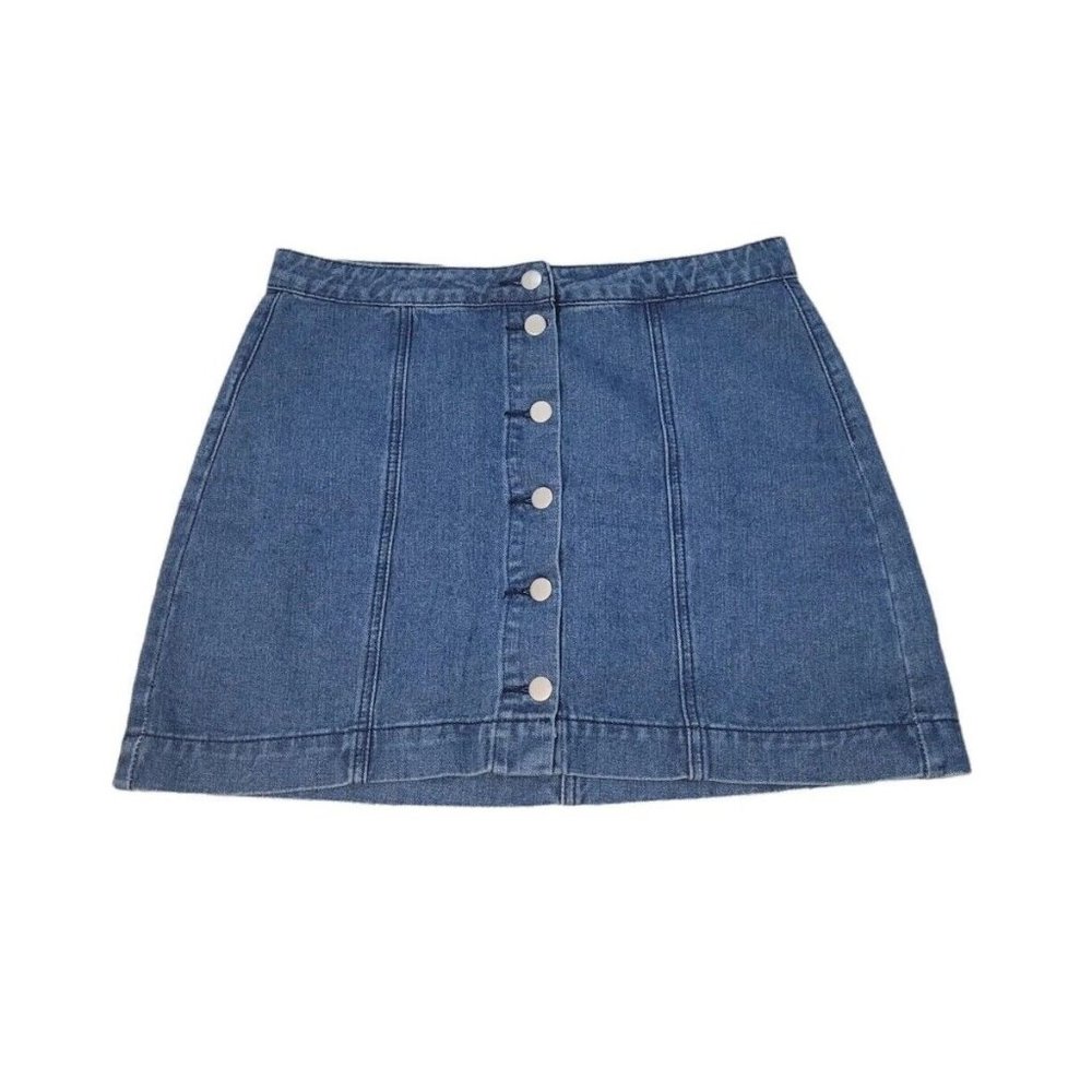 NEW Boohoo Denim Size 8 Button Fly Front Jean Mini Skirt